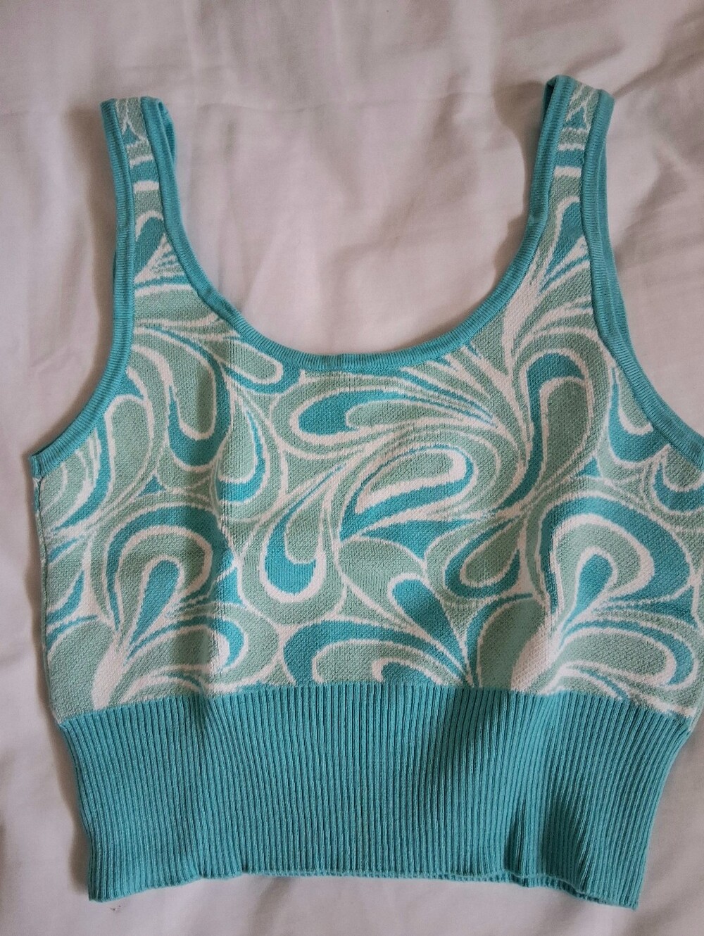 AQUA SWIRL KNIT TANK CROP TOP